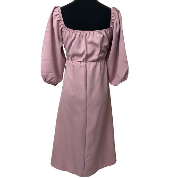 * New ~ VELVET TORCH  ~ Light Pink PUFF Sleeve Midi Dress Size XS - Picture 2 of 4